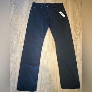 Men’s AG Graduate Tailored leg Navy sueded stretch sateen Jeans NWT